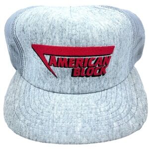 Vintage Trucker Hat Cap Snap Back USA 80s 90s Mesh American Block Puffy Heather